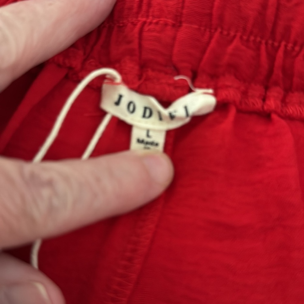 Jodifl Red Wide Leg Pants L NWT High Rise‎ Drawstring Pockets Comfy Chic - Picture 7 of 11